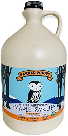 Organic 1 Gallon Amber Rich Vermont Maple Syrup - Grade A - From Barred Woods Maple