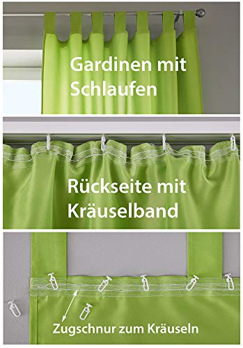Gardinenbox 2er Set Vorhänge Schal Schlaufen »Berlin« HxB 175x140 cm Creme Blickdicht Microsatin Lichtdurchlässig Kräuselband Uni Matt, 20400N2