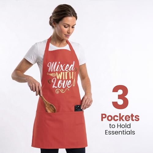 Image of Yellow Weaves Cotton Canvas Printed Kitchen Apron with Large Pockets, Cooking Apron for Men & Women, Durable Chef Apron for Cooking, Barista, Restaurant, Cafe Kitchen Apron