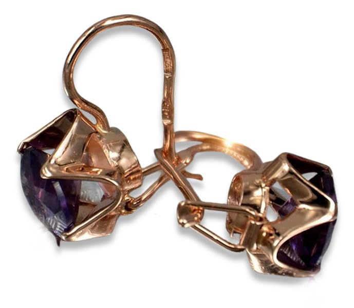 Russian Soviet rose pink 14k 585 gold earrings vec142 alexandrite ruby emerald sapphire ...3