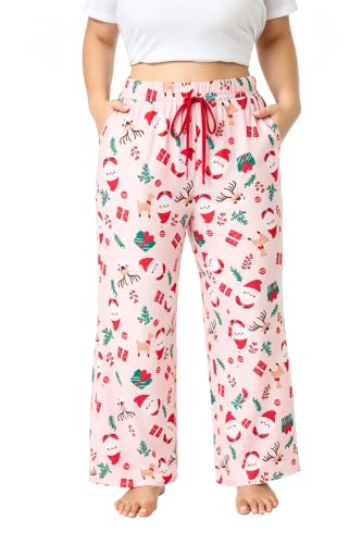 Image of FLYCURVY Plus Size Women Pajama Pants with Pocket L-5XL