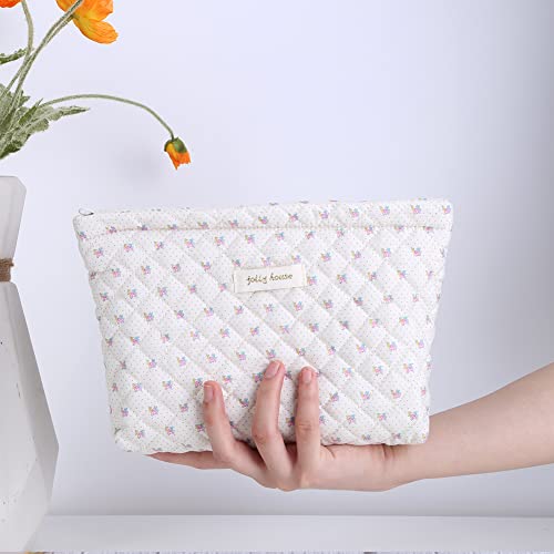 Bolsa de maquiagem feminina ASUYOERU padrão fofo bolsa de maquiagem acolchoada rômbica treliça multi