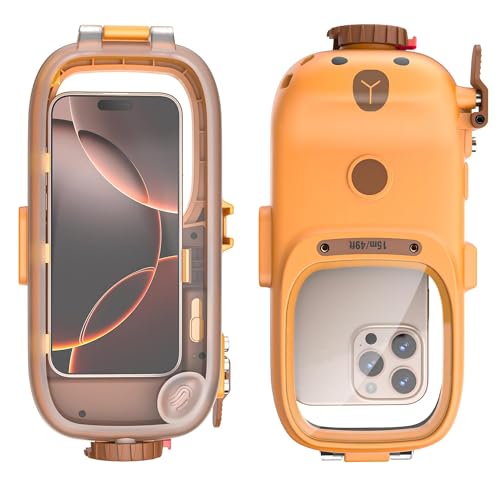 Universal Diving Case for Snorkeling 15M/49FT, Phone Case for iPhone 16/15/14/13/12/11 Pro Max, Underwater Photo Video Protective Housings for Samsung Galaxy S25/S24/S23/S22/S21 Plus Ultra (Orange)