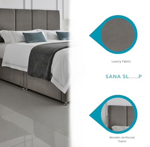 Sana Sleep Small Double Divan Bed With Orthopedic, Posture Support, Multi-Layer Pocket Sprung Mattress, Headboard & 2 Storage Drawers – Plush Grey Fabric, 4FT Uk Made, Bedroom, Guest & Kids’ Room - 5
