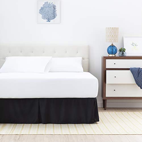 Linenspa 14 Inch Wrinkle And Fade Resistant-Machine Washable-Easy Use Pleated Microfiber Bed Skirt, Cal King, Black #TOP4