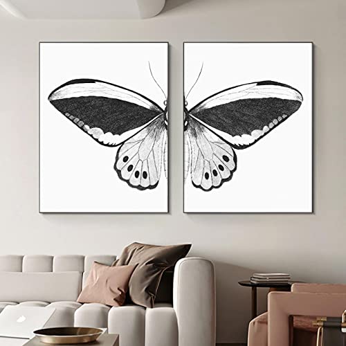 Changement et croissance affiches KEBIA impression photo papillon noir blanc deco murale 80x110