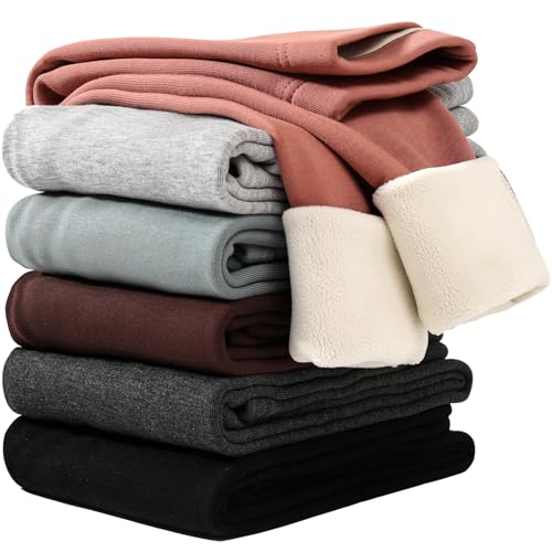 6 pack Girls Fleece Lined Leggings kids Winter Thick Warm Pants Girls Soft Stretchy Pants