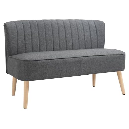 HOMCOM 2 Seater Sofa for Living Room, Modern Linen Fabric Couch, Armless Loveseat Sofa Settee with Wood Legs for Bedroom and Home Office, Light Grey 25 HOMCOM 2 Seater Sofa for Living Room, Modern Linen Fabric Couch, Armless Loveseat Sofa Settee with Wood Legs for Bedroom and Home Office, Light Grey