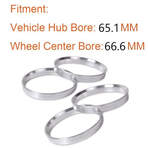 Image of ZHTEAPR 4pc 66.6 to 65.1 Aluminium Wheel Hub Centric Rings 65.1 to 66.6 Hubrings Center Rings (65.1 to 66.6)