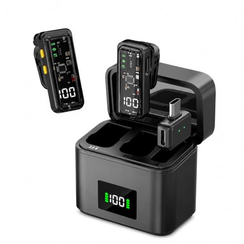 Image of OLV S68 Wireless Lavalier Microphone for YouTube Recording, 2.4GHz Clip-on Mic with AI Noise Reduction, Plug & Play, Charging Case, Low Latency, Wireless Mic for Vlogging, Interview & Live Streaming