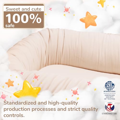 Image of EAQ Baby Lounger, Infant Lounger for Newborn,Portable Baby Nest Cover Breathable & Soft, Newborn Essentials
