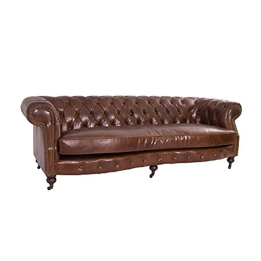 Lädersoffa Castlefield Kent soffa 3-sits vintage Cigar Chesterfield-stil soffa