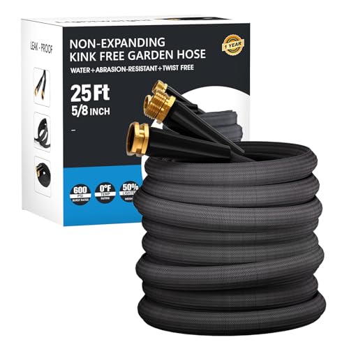 Image of 25 FT Garden Hose, Non-Expanding Water Hose, Ultra Flexible, Burst-Resistant, Kink-Free, High-Pressure Garden Hose for Easy All-Weather Use on Lawns, Gardens, and Outdoor Cleaning
