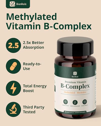 Image of Methylated Vitamin B Complex, for Women & Men, 60 Capsules | L-5-MTHF & Methyl B12, MTHFR Support, 2.5X Absorption, Energy & Brain, Nerve Health, Vegan, Gluten Free, Keto, 60-Day Supply