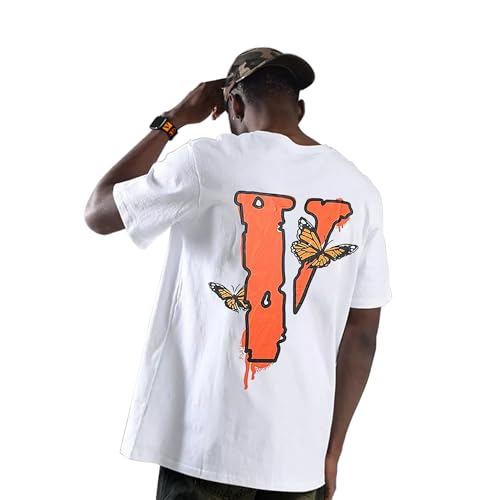 Fashion Mens Short Sleeved T-Shirt V Letter Printed Tops Casual Couple T-Shirt Hip Hop Short Sleeved Tops