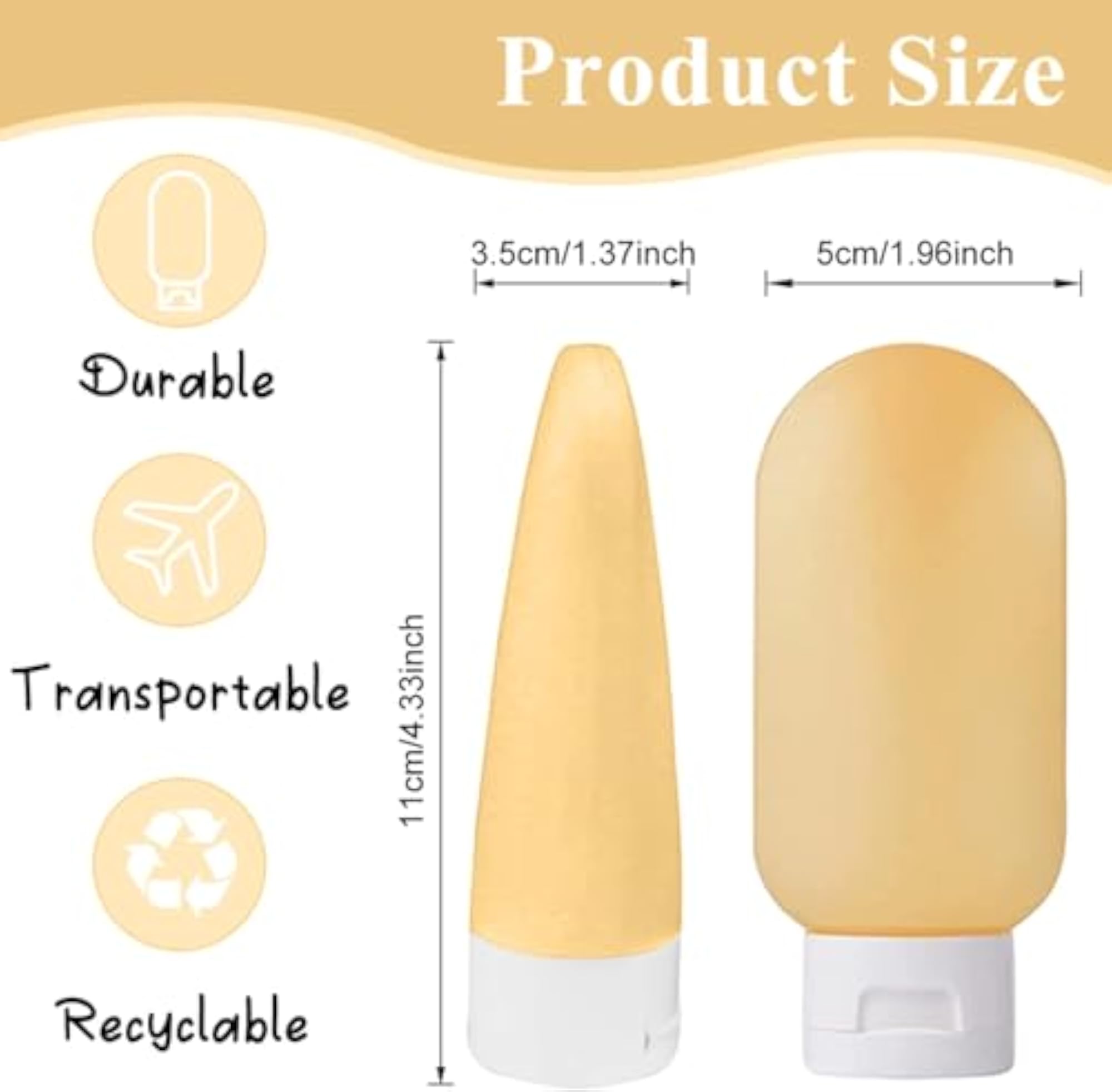 3 Pcs Travel Toiletries Refillable Shampoo Body Lotion Squeeze Bottles Kit 60ml