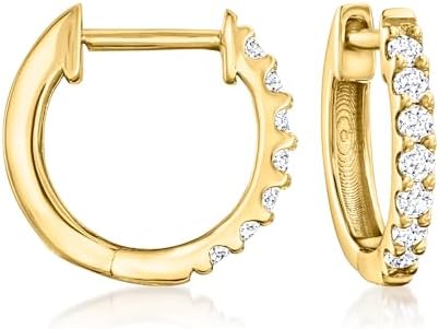 Ross-Simons 0.15 ct. t.w. Lab-Grown Diamond Hoop Earrings in 18kt Gold Over Sterling