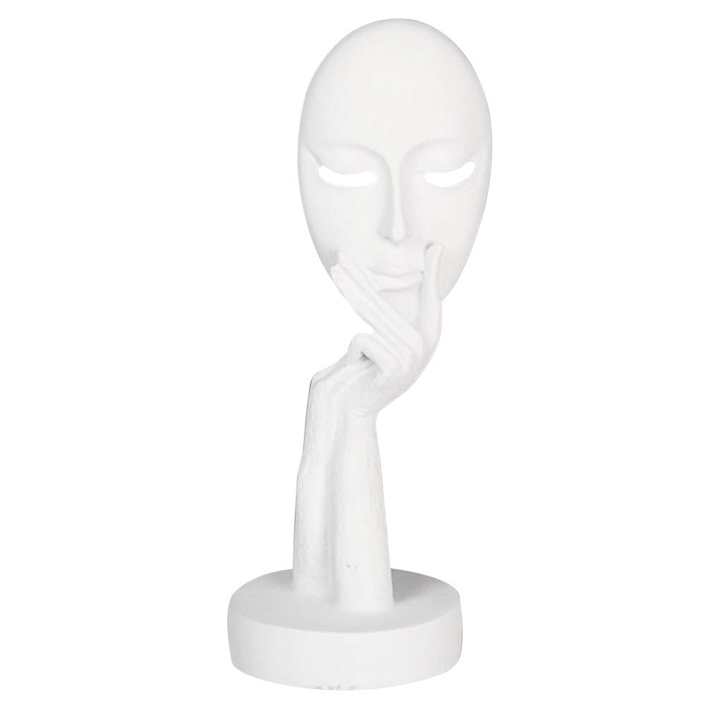 Kelendle Abstract Characters Crafts Statue Women Face Sculpture Resin Handmade Carving Figurine Thinking Lady Statue Study Room Studio Decorations
