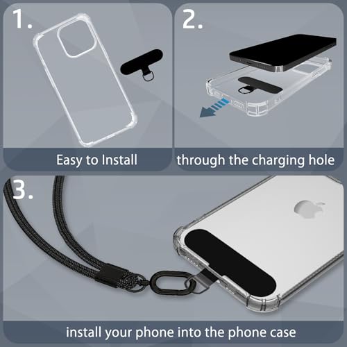 Qyoocom Patches de Cadena para TeléFono MóVil, Paquete de 6, Ultrafino, más Resistente, más Duradero, no es Fácil de Romper, se Adapta a Todas las Colgante para Movil Negro - imagen 5