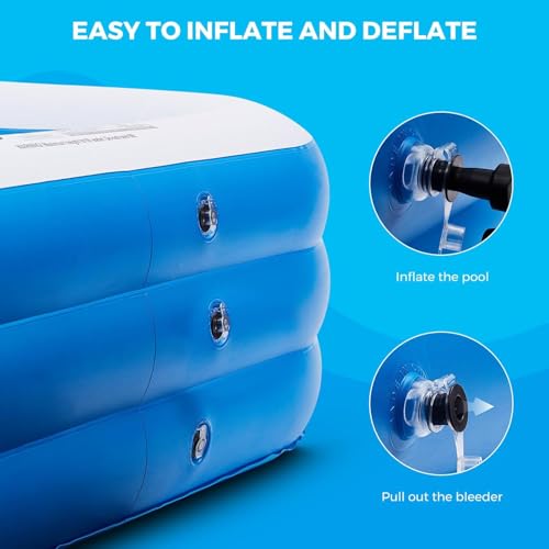 Image of 10ft Inflatable Swimming Pool for Adults & Kids | Large Rectangular Family Pool | Thickened Durable PVC Material, 3 Air Chambers | Portable Blow Up Pool for Backyard, Garden & Summer Fun