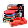SPTA 10 Pcs Detailing Set, 5Pc 5 inch Buffing Polishing Pads, 1 Microfiber Finish Pad, 1-16 oz Polishing Cleaner, 1 Conditioning Brush, 2-16*16 Microfiber Towel. for Dual Action and Rotary Polishers