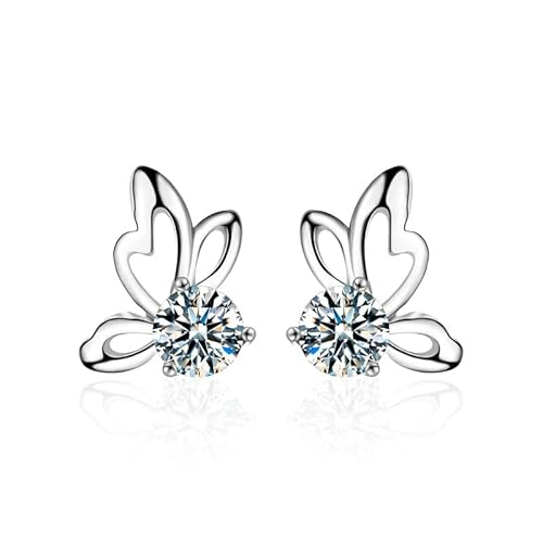 Metamonde 8 M Moissanite S925 Sterling Silver Butterfly Studs High-End Fashion Simple New Earrings Eardrops Auricular Needle Ear-Caring