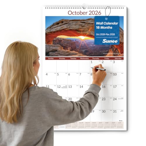 SUNEE 2026-2027 Wall Calendar Large 22.75"x15.5", 18 Month Calendar (Ends March 2028), Vertical Extra Large, National Parks