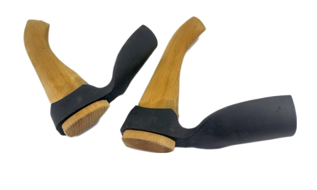 Conjunto de 2 azuelas de talla de madera para cuencos: una azuela pequeña y una azuela grande, ambas con biselado en el interior.