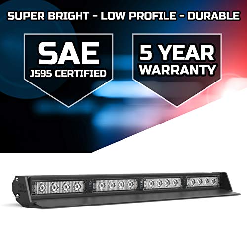 Speedtech Lights Striker Tir 4 Head High Intensity Led Strobe Deck/Dash Windshield Mount Light Bar For Emergency Vehicles / Hazard Flashing Warning Lights With Cigarette Lighter Plug - Red/Clear #TOP1