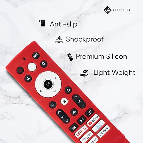 Image of Shopoflux Silicone TV Remote Cover Compatible with Hisense Smart TV Remote VU GloLED Series Tv Remote Cover (RED)