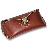 DK86 Genuine Leather Glasses Case Sunglasses Pouch Eyeglass Case, with Belt Loop, for Men and Women (Brown)