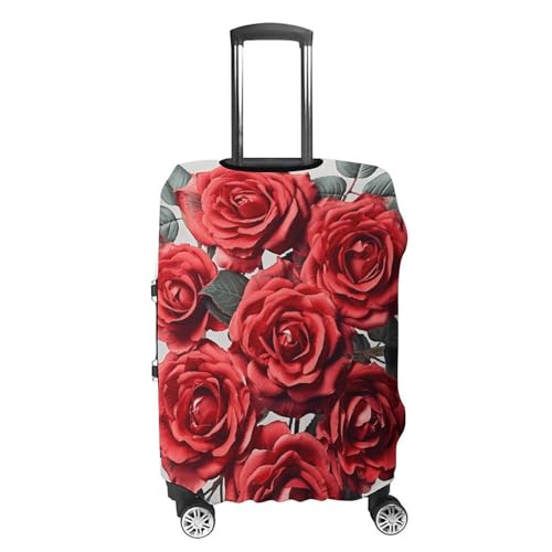 Red Rose Flower Cluster Luggage Cover, Elastic Luggage Protector Fits 19-32in Suitcases, Washable & Anti-Scratch Suitcase Cover for Men Women XL4