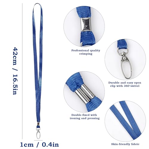 50 Stück Schlüsselbänder, Umhängebänder Hals mit Drehbarem Metallclip, Bulk Lanyards für Besucher Student, Abzeichen Lanyards, Nackenband Schlüsselband für Abzeichen ID-Karten Schlüssel (Schwarz)