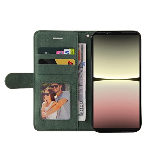 CXTcase for Sony Xperia 5 IV Case,Wallet PU Leather Flip Folio Case Cover with Card Holder Slots Magnetic Closure,Protective Phone Case for Sony Xperia 5 IV,Green - Image 2