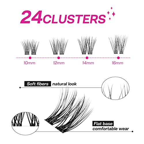 Image of CALAILIS Individual Lashes, DIY Eyelash Extensions, Super Thin Glue-based Band, Natural Look Reusable, Lasting for 48 Hours Individual DIY Eyelashes (02MIX-C)