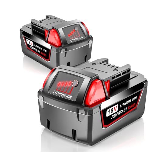 HKUIA 2 Pack 8.0Ah Replacement for Milwaukee M18 Battery Compatible with Milwaukee 18V Battery 48-11-1862 48-11-1852 48-11-1881 Cordless Tools & Charger