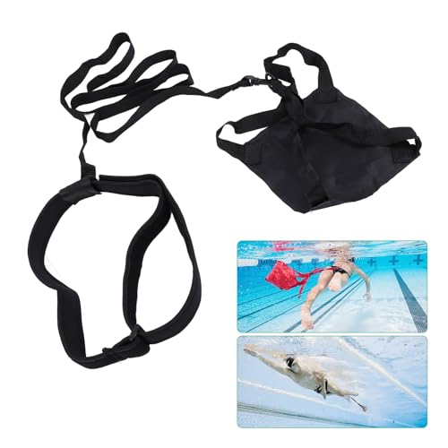 Swim Parachute Resist Training Set, Portable Swim Belt, Swim Training Equipment, Swim Resist Parachute for Kids and Adults (Black)
