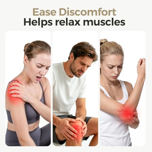 Masajeador portátil inalámbrico con calefacción para rodilla y hombro, batería de 3000mAh, 5 niveles de calor, 3 modos de vibración, diseño 2 en 1 con ajuste de gancho y tira extensible miniatura 4