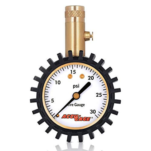 Accu-Gage Low Pressure Tire Gauge with Protective Rubber Guard, Straight Chuck, 30psi