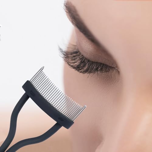 MSQ Eyelash Comb Curler Eyebrow Brush Eyelash Separator Mascara Applicator Eyelash Definer With Comb Cover Arc Designed Cosmetic Brushes Tool Black,(1PCS) - Image 3