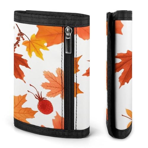 Autumn Maple Leaves Trifold Wallet Coin Purse With 8 Card Slots Credit Card Holder Divided Billfold Wallet3