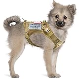 Hanshengday Tactical Service Dog Harness Vest,K9 Adjustable Work Water-Resistant Military Comfortable Molle Handle with Extenrder Strap (S, Khaki)