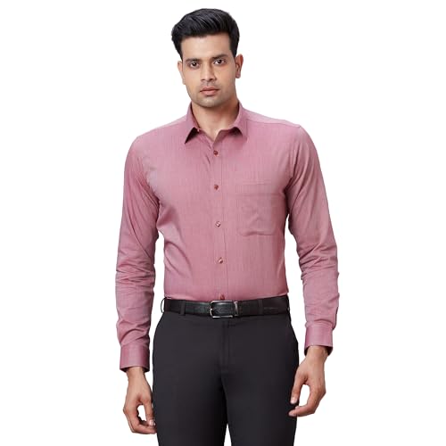 Image of Raymond Men's Pure Cotton Structure Pattern Slim Fit Semi Cutaway Collar Full Sleeve Formal Shirt