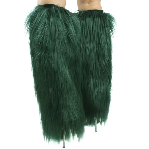 Image of Womens Fluffy Faux Fur Leg Warmers Cozy Fuzzy Long Boot Cuffs Covers
