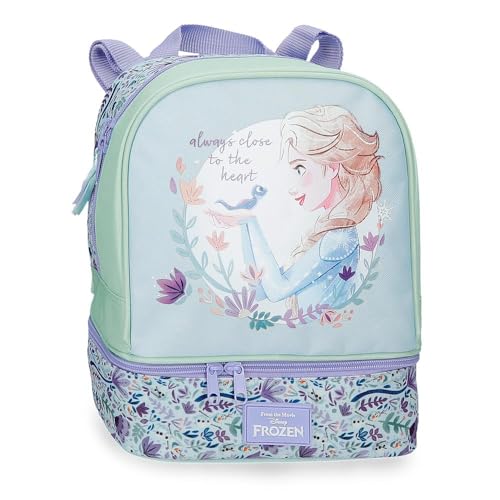 Disney Frozen Close to the heart mochila infantil, mochila escolar, fabricada em poliéster, bolsos laterais, alças largas ajustáveis, alça superior para pendurar, sistema magic fix., multicolorido