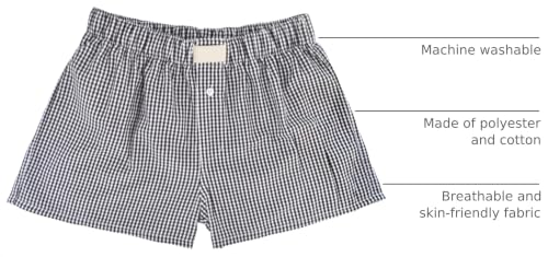 Image of Women Y2k Pajamas Shorts Micro Button Boxers Elastic Waist Cute Pj Bottoms Summer Plaid Lounge Short