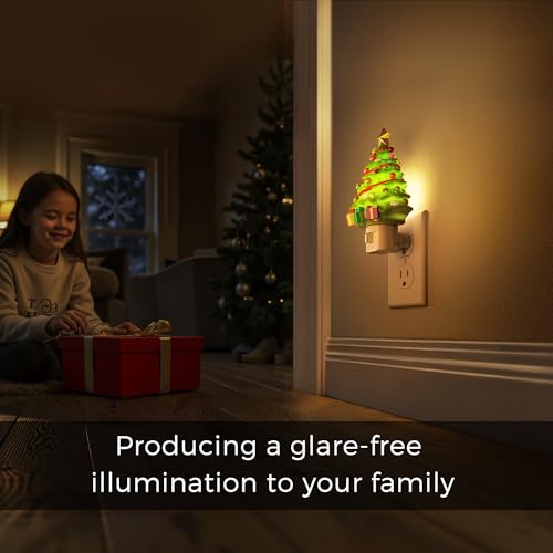 L LOHAS LED Christmas Tree & Snowman Night Light, 3000K Warm White Plug-In Resin Nightlight, 360° Rotatable for Kids Room, Holiday Party & Home Decor, 1 Pack — view 4