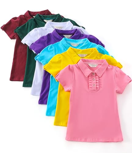 Girl Short Sleeve Cotton Ruffle Polo Shirt Top4