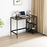 Garvishk Garvis Schreibtisch 100x50 cm (mit 2 Ablagefächern) – Gaming Tisch mit Regal – MDF Computertisch für Homeoffice (Rustikal)
