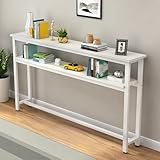 Kirnuoコンソールテーブル エントランス台 玄関テーブル サイドテーブル棚 玄関収納 玄関棚 おしゃれ 木目調 スリム ナチュラル 細長い 省スペース 飾り オープンラック北欧風 便利な収納 (ホワイトボード + ホワイトフレーム,80x20x100cm)